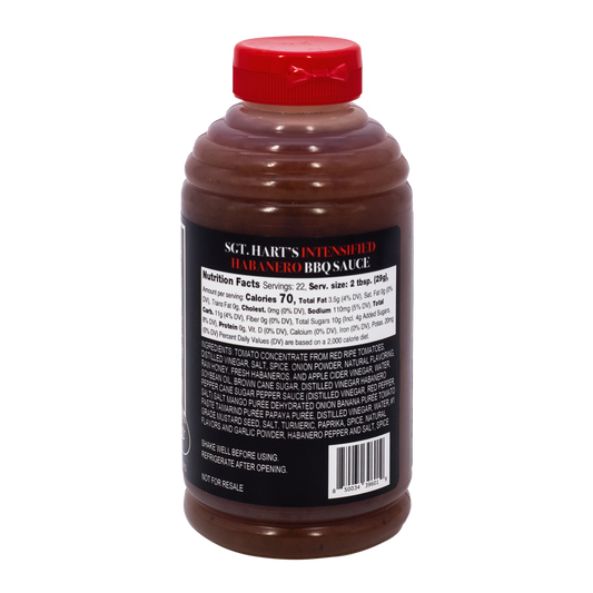 Intensified Habanero flavor nutrition panel of GT Harts barbecue sauce