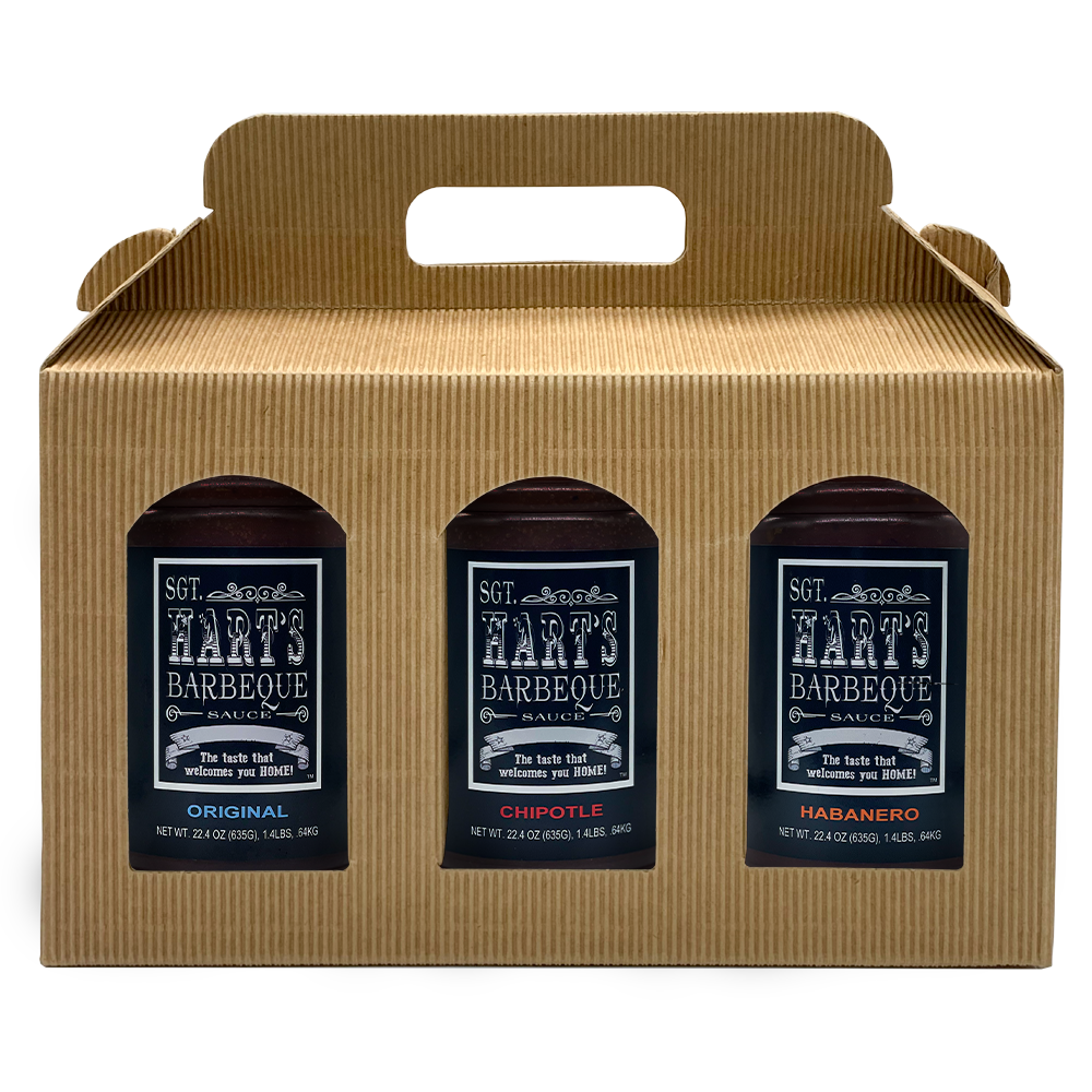 Three pack gift set of SGT Hart's BBQ Sauce